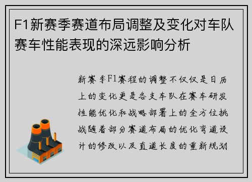 F1新赛季赛道布局调整及变化对车队赛车性能表现的深远影响分析